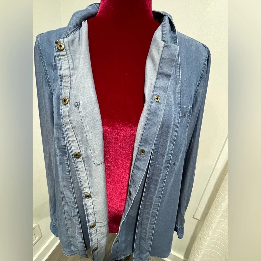 Michael Kors Blue Button Down Shirt with Bow